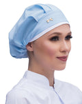 Touca Elástico Feminina Azul Claro Com Viés Branco