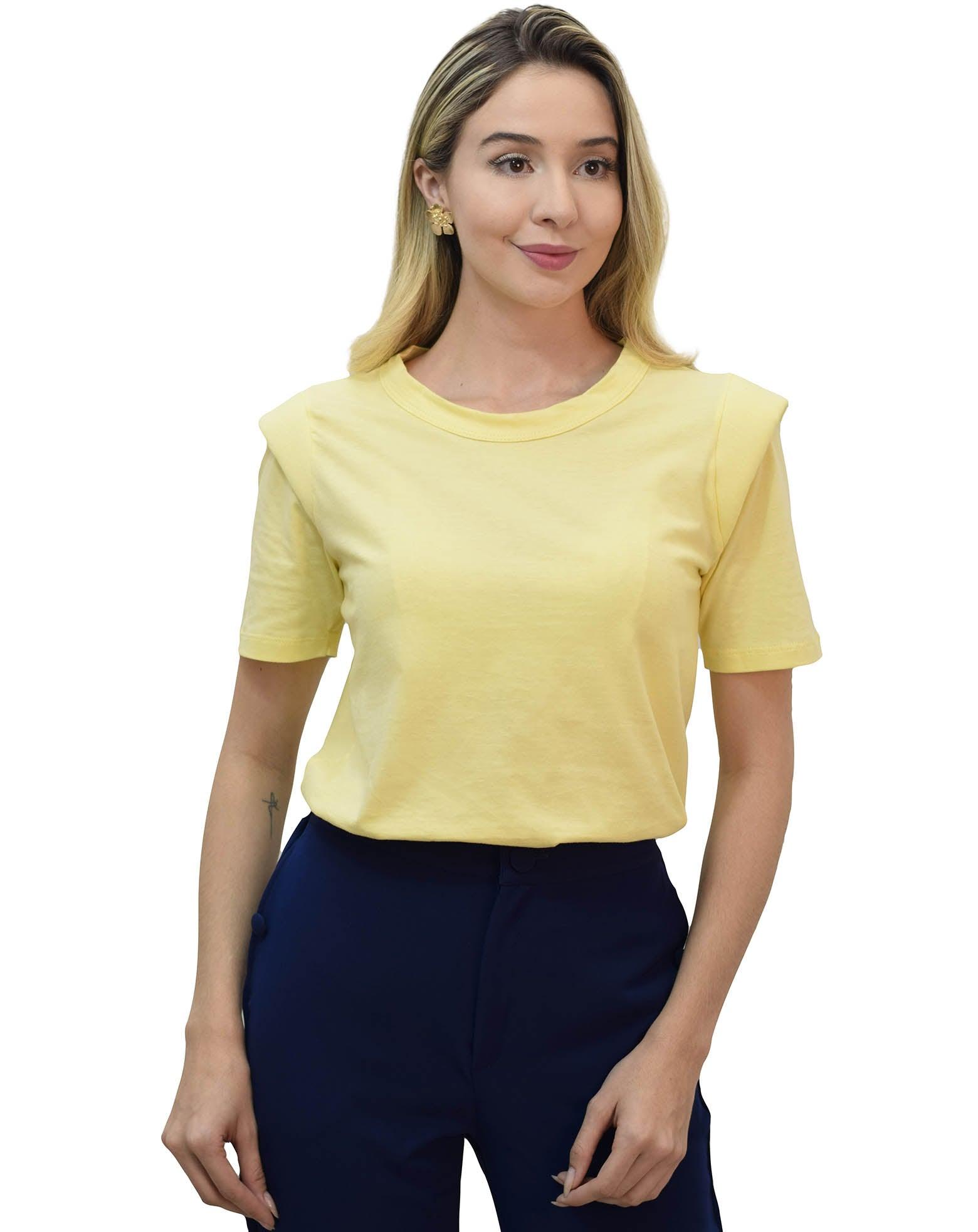 Blusa T-Shirt Amarela - jalecos-mania Algodão, Amarelo, Blusa, Blusa Feminina, Feminino, Gola O, Jalecos Mania, Manga Curta, Tshirts