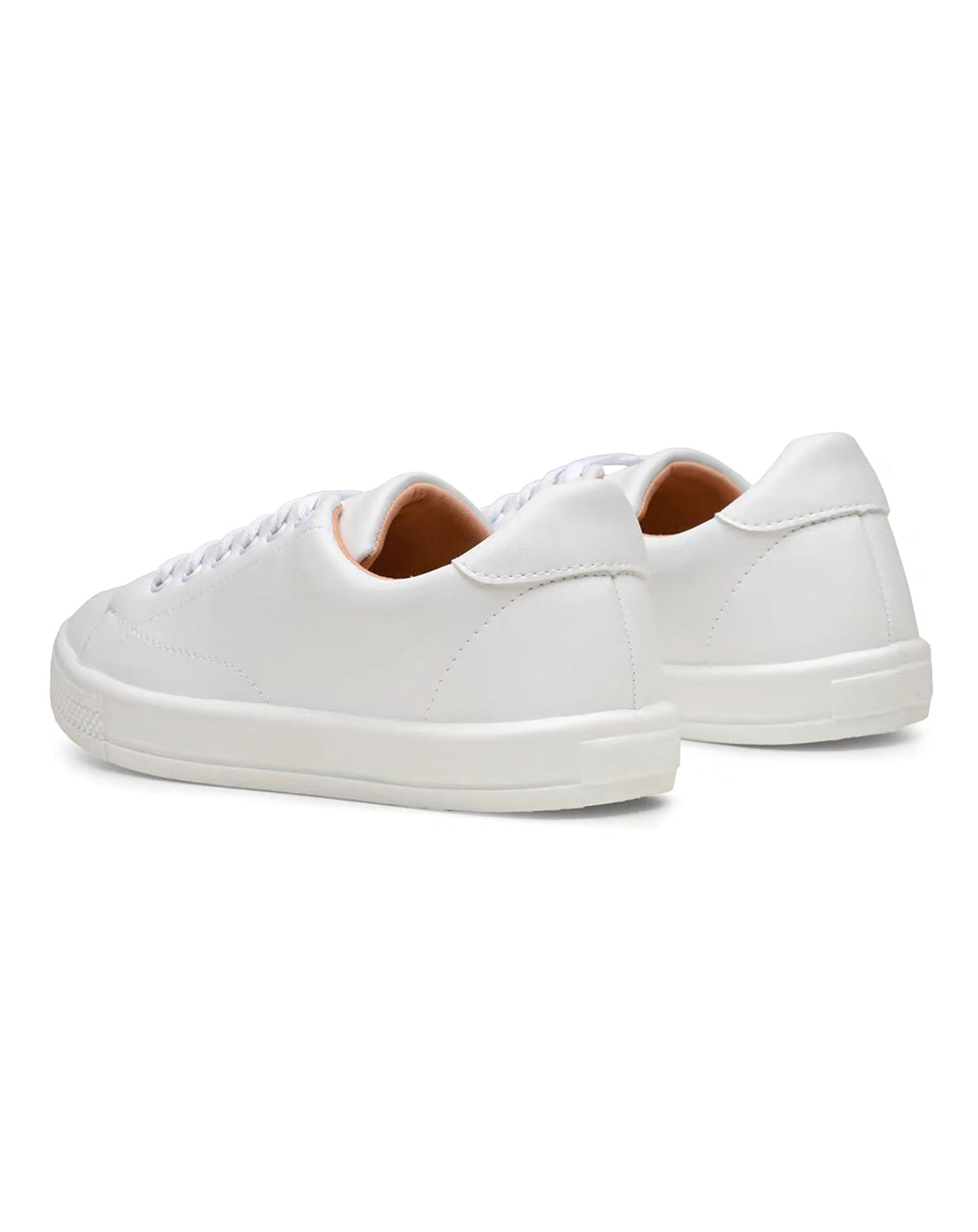 Tênis Feminino Isa casual branco com cadarço, detalhe do solado e da faixa texturizada — foto 5