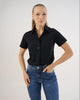 Camisa Social Feminina Premium Manga Curta Preta