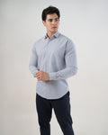 Camisa Social Masculina Premium Manga Longa Cinza Claro