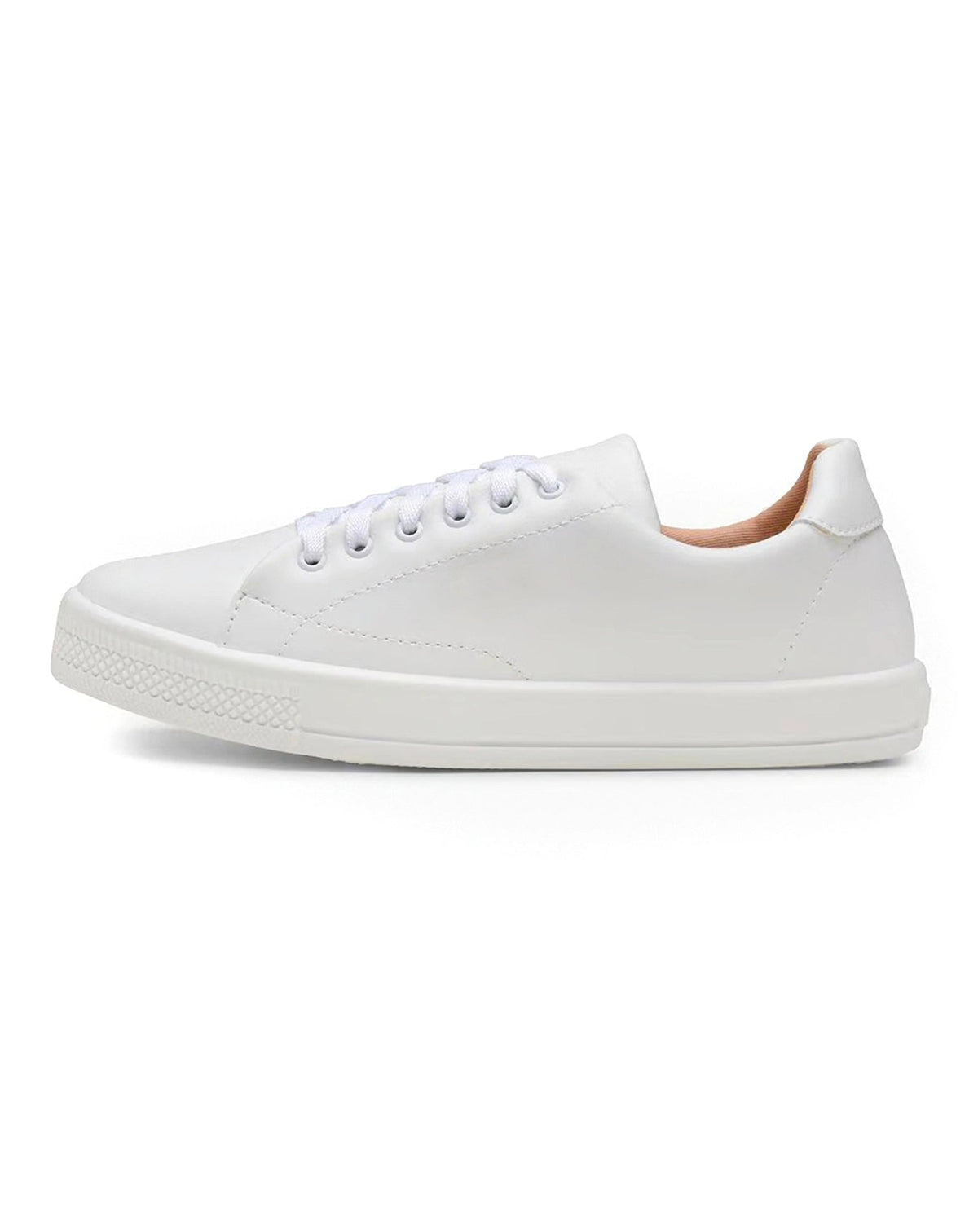 Tênis Feminino Isa casual branco com cadarço, detalhe das costuras e do bico — foto 3