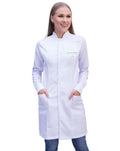 Jaleco Feminino Slim Charm Branco Gola Padre Com Viés Dourado