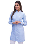 Jaleco Feminino Slim Charm Color Azul Claro Com Viés Branco