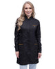 Jaleco Feminino Slim Premium Preto Com Viés Dourado