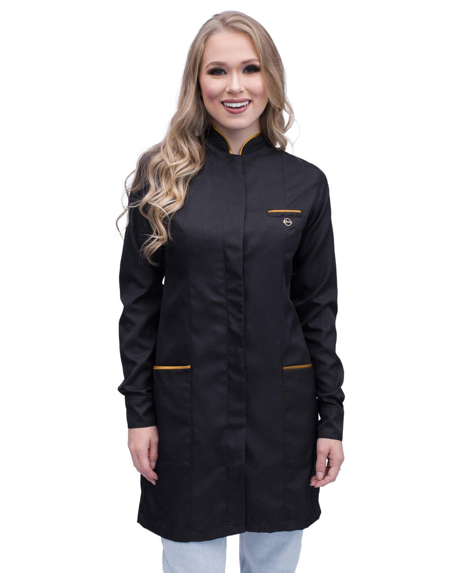 Jaleco Feminino Slim Premium Com Viés Dourado