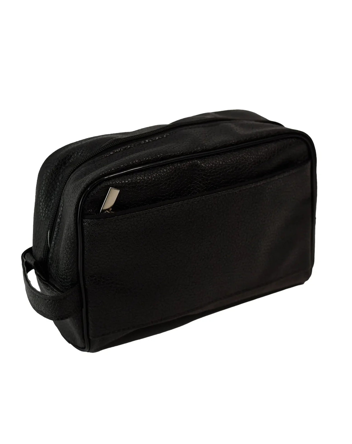 Necessaire Masculina Joy Preta vista por trás, com bolso traseiro embutido de zíper e alça lateral — foto 4