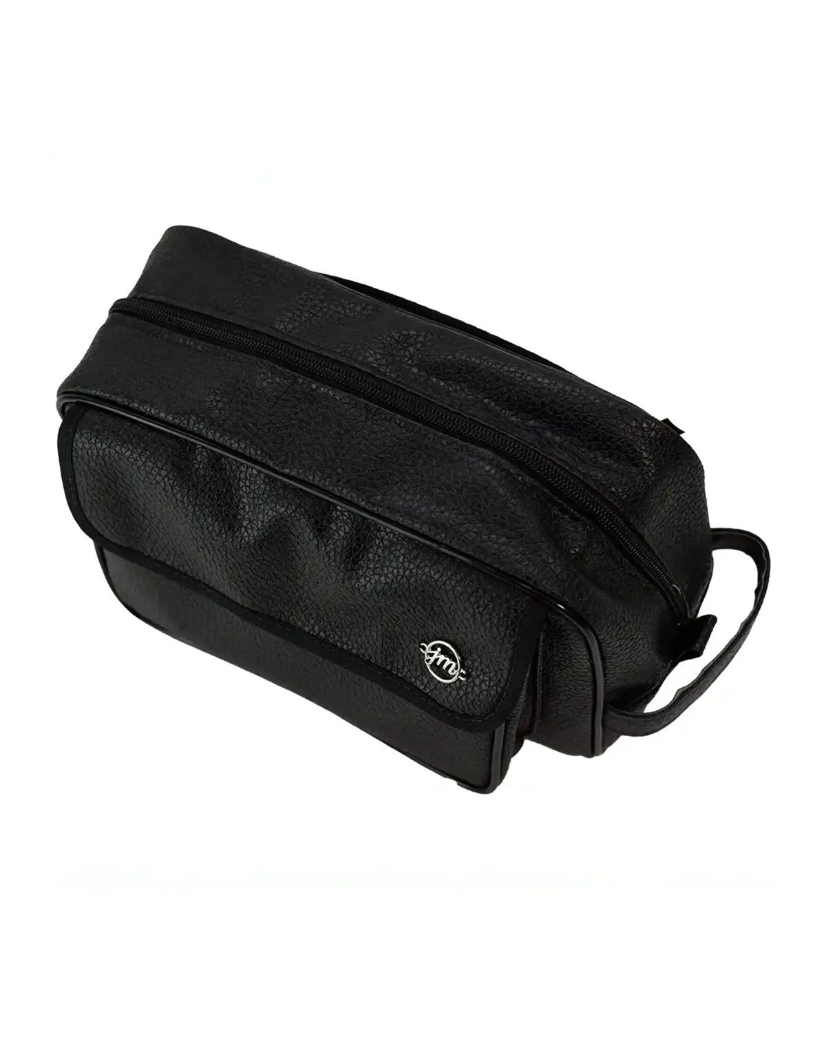 Necessaire Masculina Joy Preta vista de cima, mostrando o zíper de abertura ampla e a alça lateral de mão — foto 3