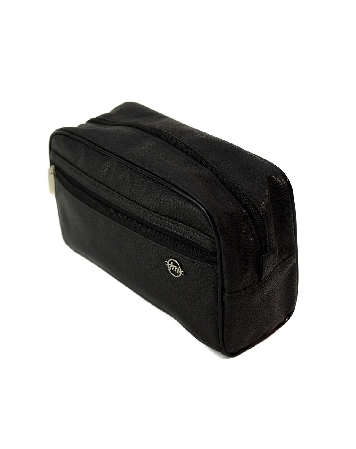 Necessaire Masculina Lee Preta em vista lateral em perspectiva mostrando zíper superior e bolso frontal com zíper — foto 2