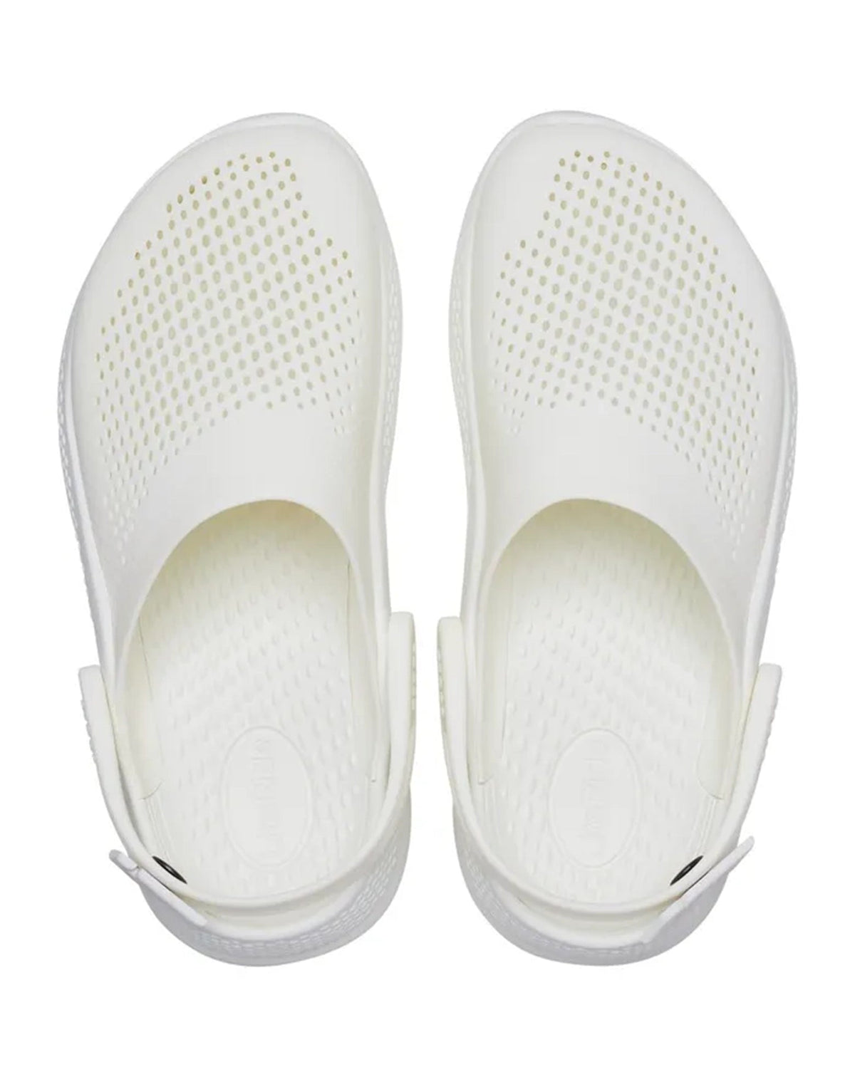 Par da Sandália Crocs LiteRide 360 Clog Almost White visto de cima, com cabedal perfurado e palmilha macia — foto 5