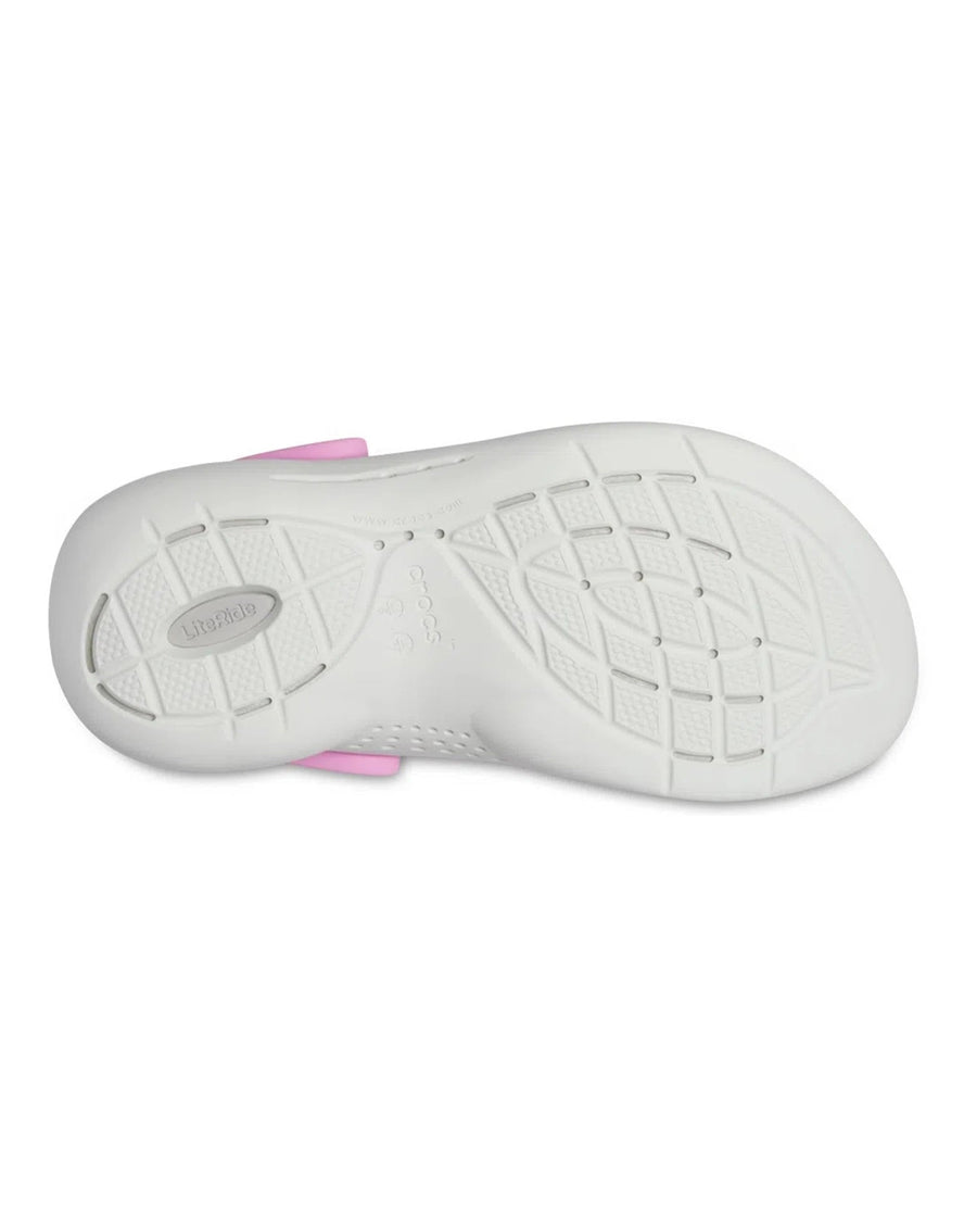 Sandália Crocs LiteRide 360 Clog Taffy Pink com o solado em detalhe, desenho antiderrapante e selo LiteRide
