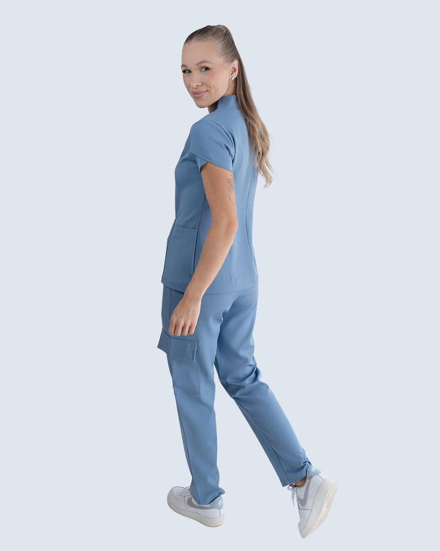 Scrub Feminino Essential Azul Grafite