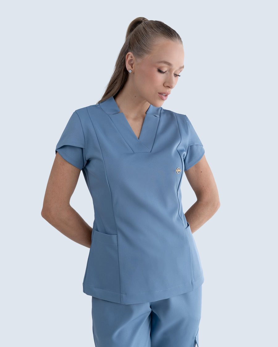Scrub Feminino Essential Azul Grafite