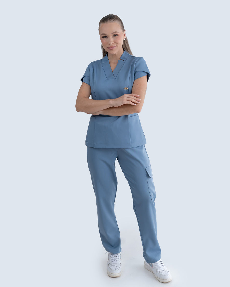 Scrub Feminino Essential Azul Grafite