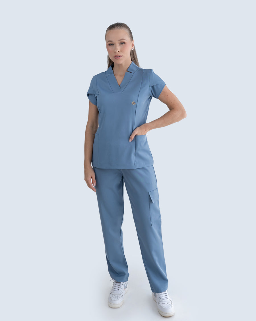 Scrub Feminino Essential Azul Grafite