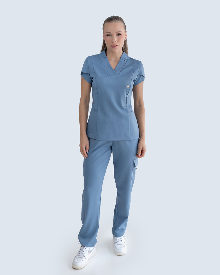 Scrub Feminino Essential Azul Grafite