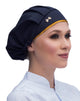 Touca Elástico Feminina Azul Marinho Com Viés Dourado